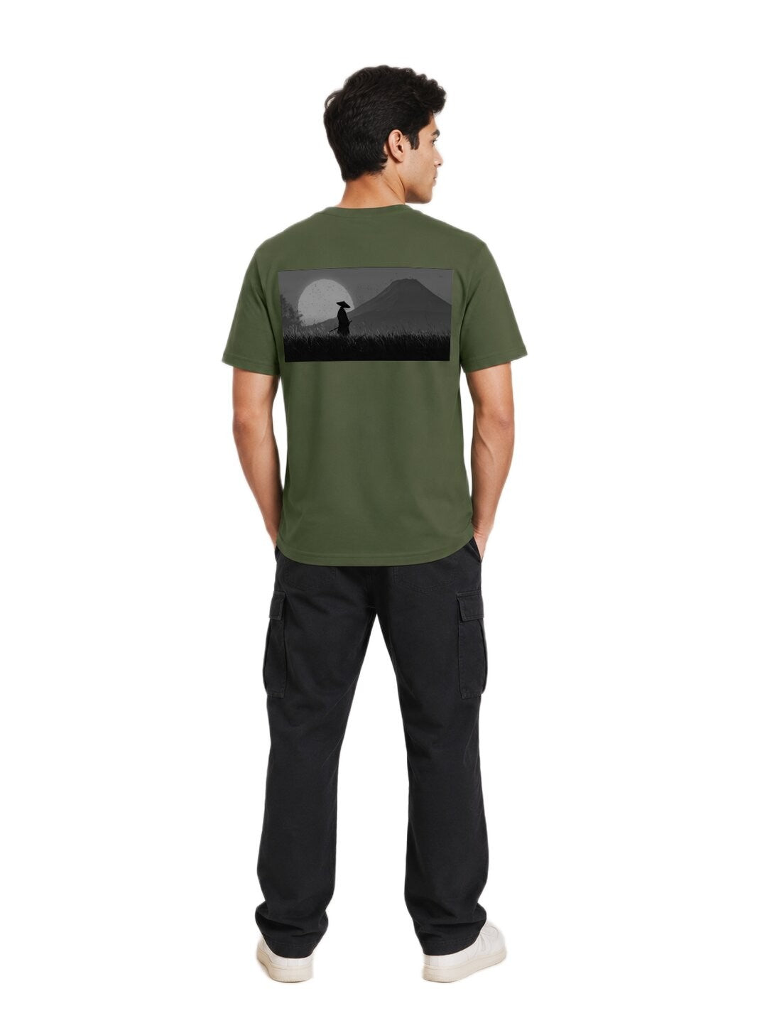 Sakura Warrior Printed Round Neck Regular Pre-customized Tshirt for Men