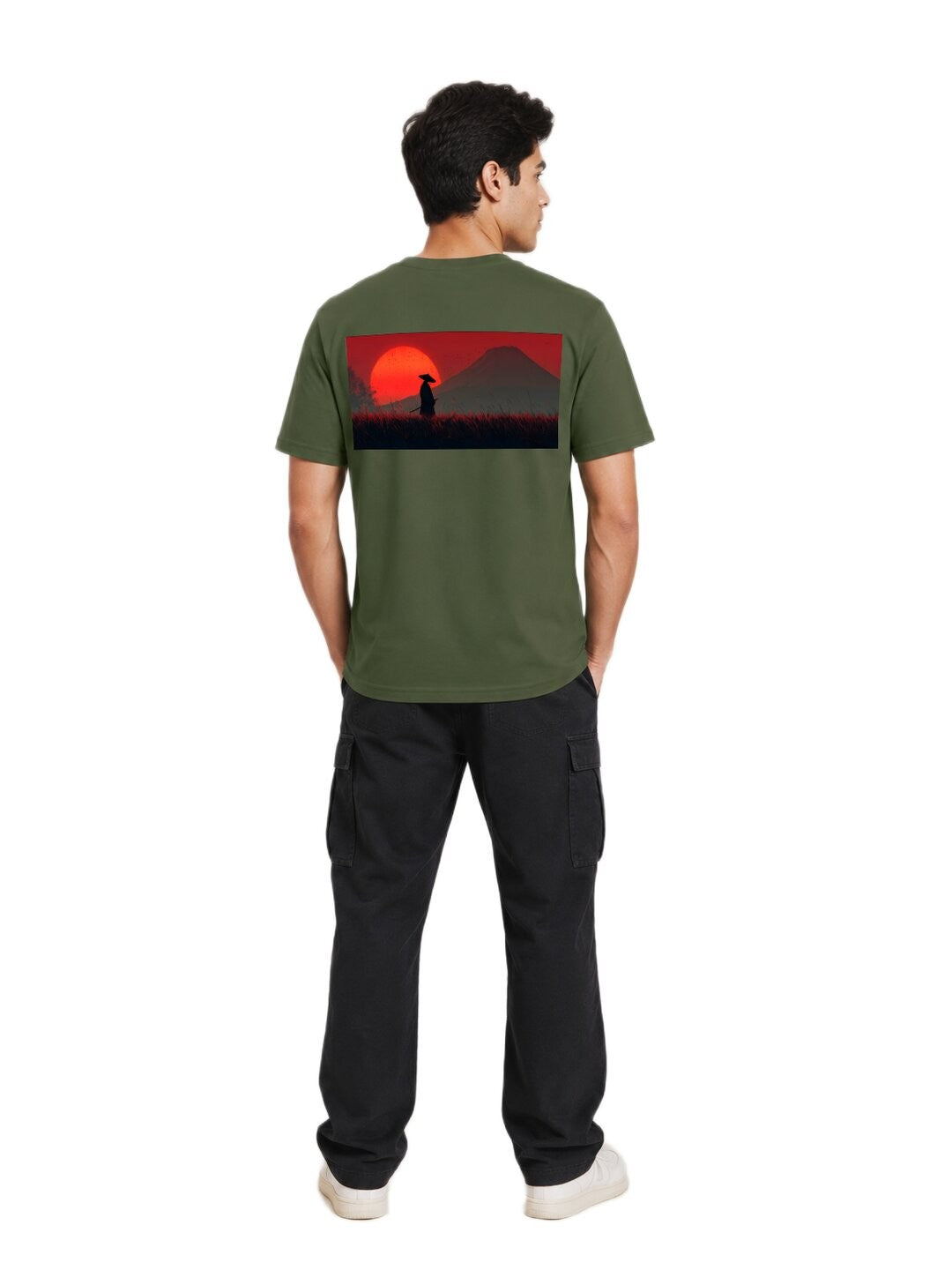 Sakura Warrior Printed Round Neck Regular Pre-customized Tshirt for Men