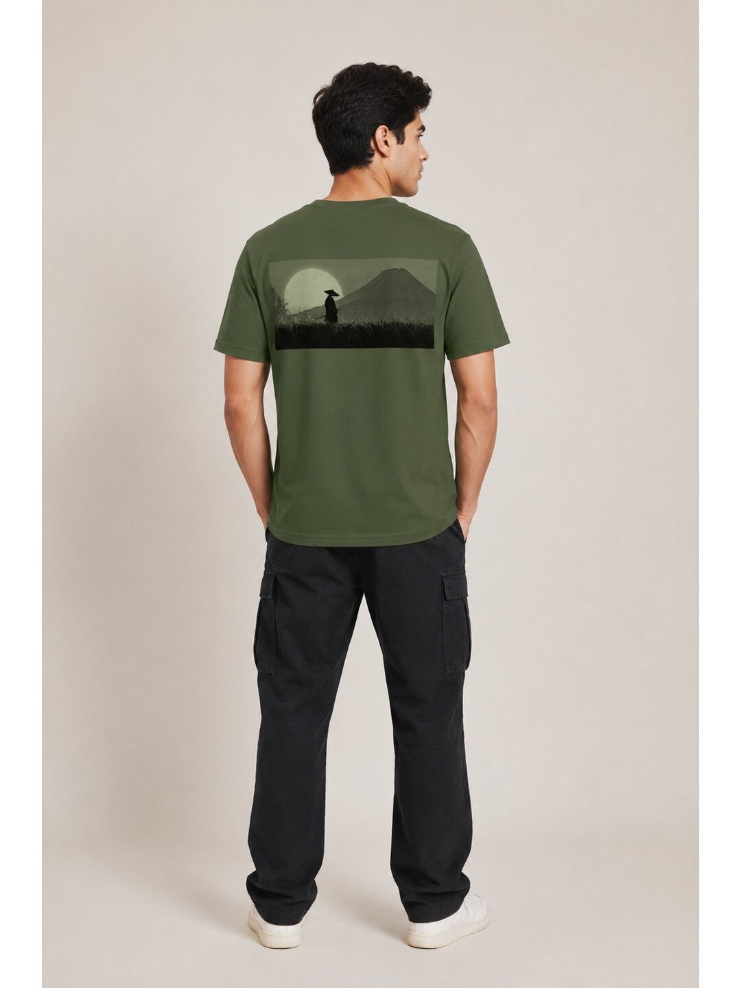 Sakura Warrior Printed Round Neck Regular Pre-customized Tshirt for Men