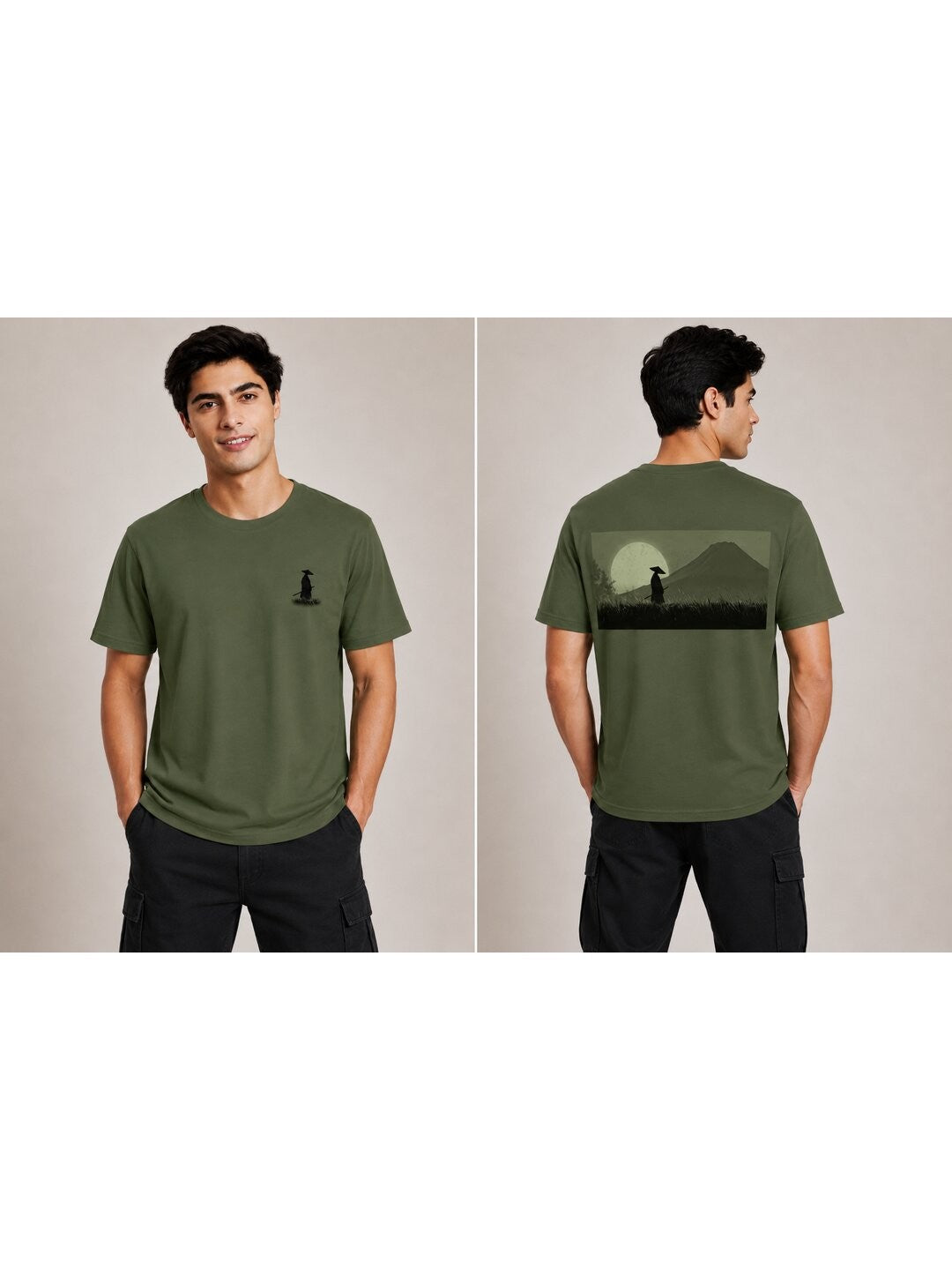 Sakura Warrior Printed Round Neck Regular Pre-customized Tshirt for Men