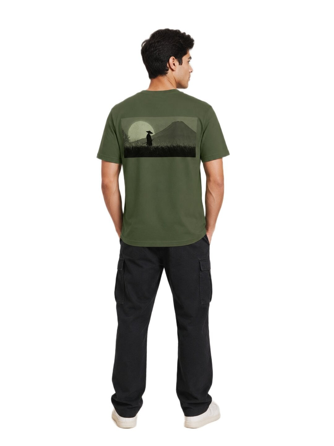 Sakura Warrior Printed Round Neck Regular Pre-customized Tshirt for Men