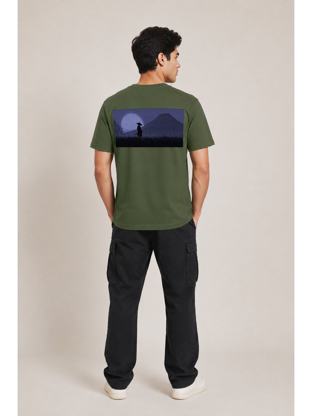 Sakura Warrior Printed Round Neck Regular Pre-customized Tshirt for Men