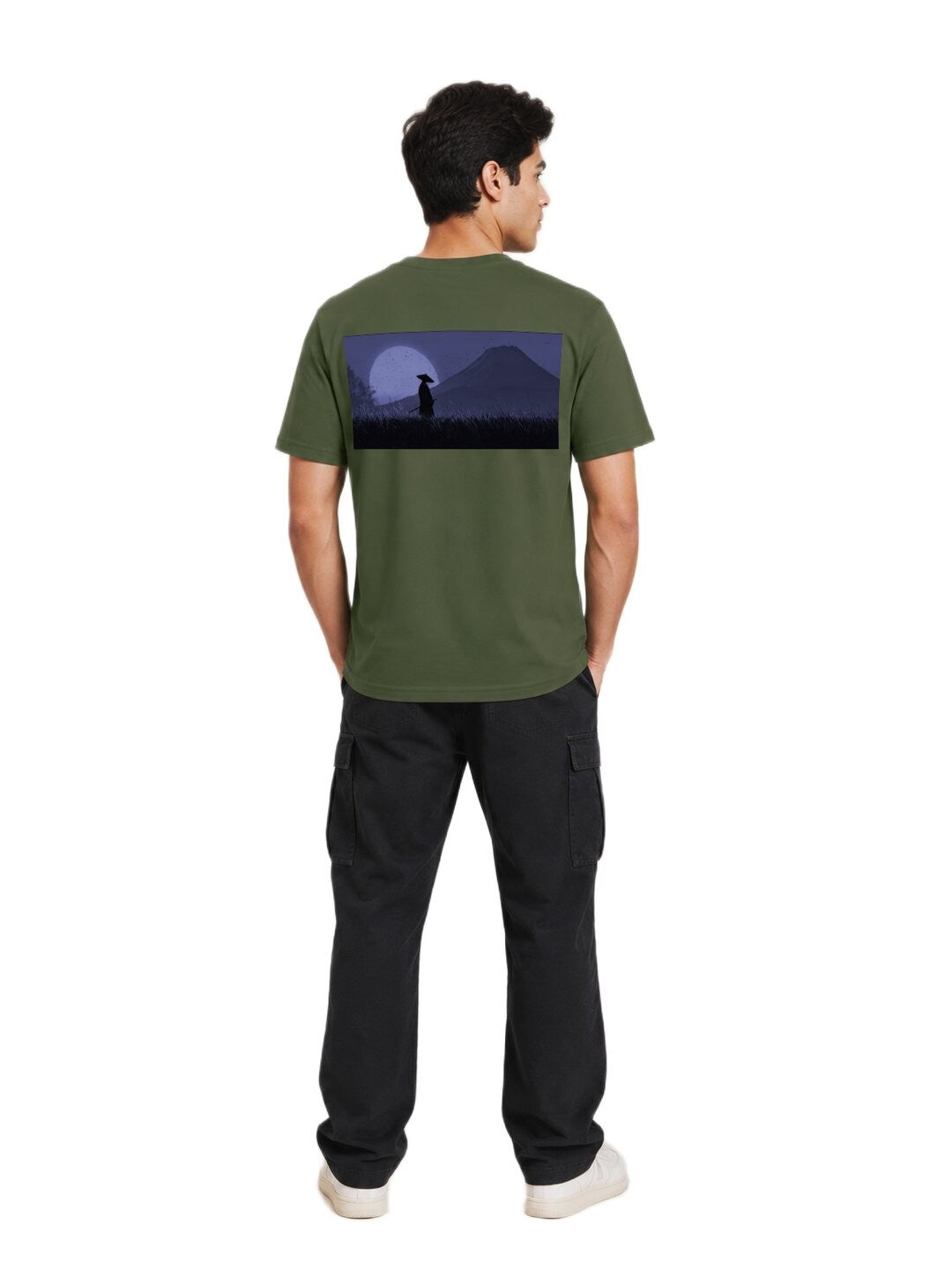 Sakura Warrior Printed Round Neck Regular Pre-customized Tshirt for Men