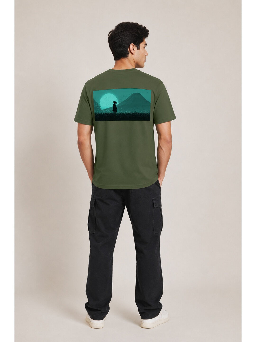 Sakura Warrior Printed Round Neck Regular Pre-customized Tshirt for Men