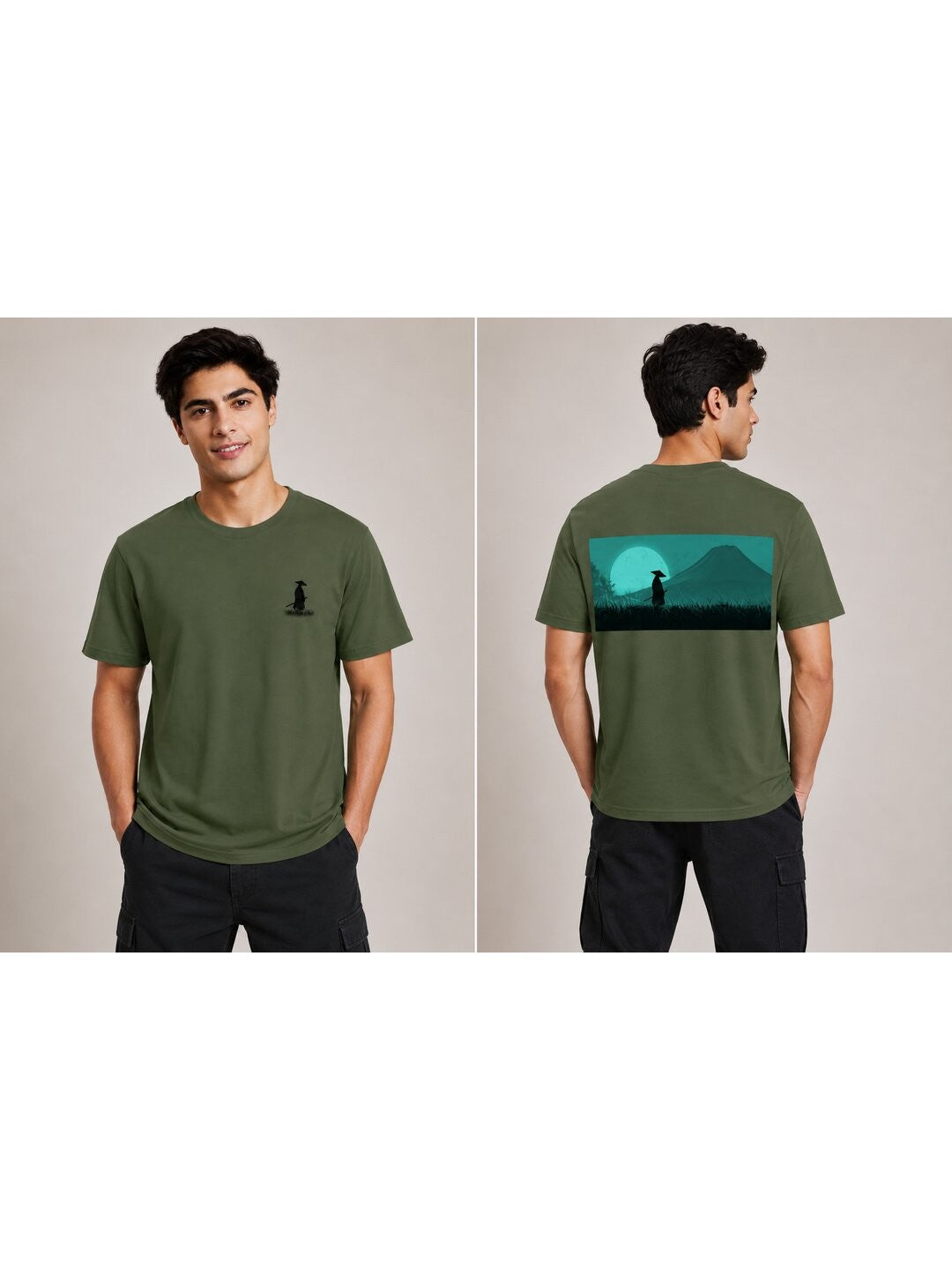 Sakura Warrior Printed Round Neck Regular Pre-customized Tshirt for Men