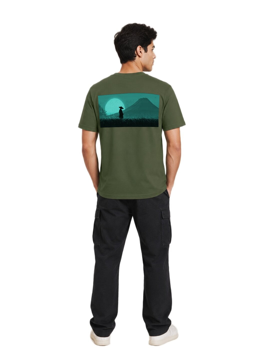 Sakura Warrior Printed Round Neck Regular Pre-customized Tshirt for Men