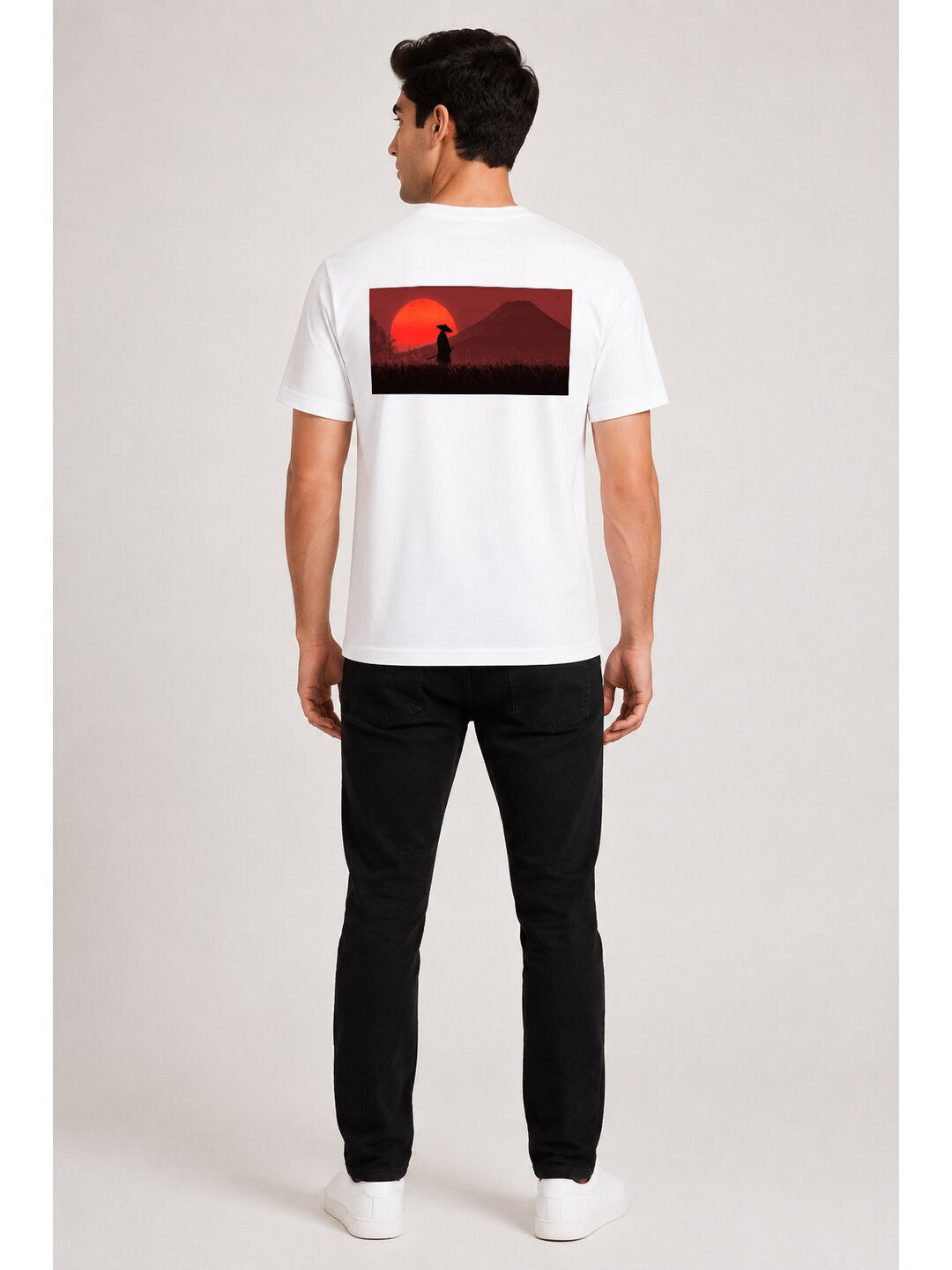 Sakura Warrior Printed Round Neck Regular Pre-customized Tshirt for Men