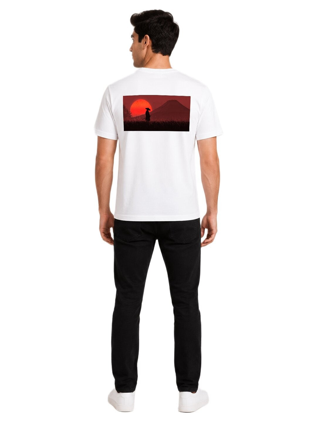 Sakura Warrior Printed Round Neck Regular Pre-customized Tshirt for Men