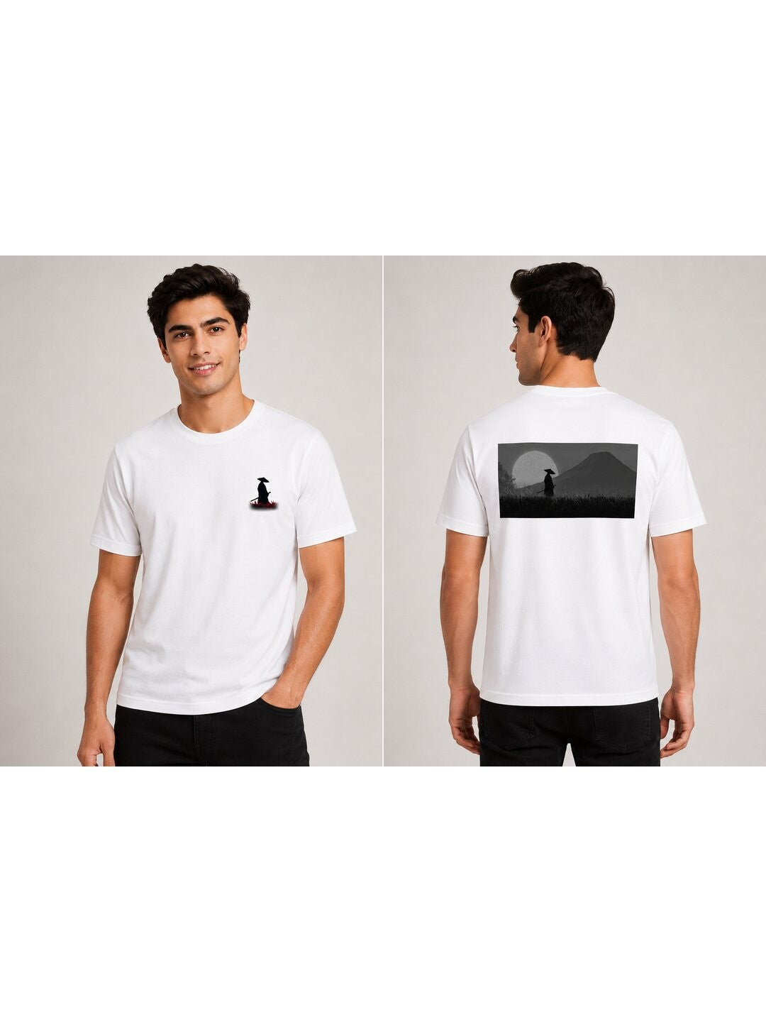 Sakura Warrior Printed Round Neck Regular Pre-customized Tshirt for Men