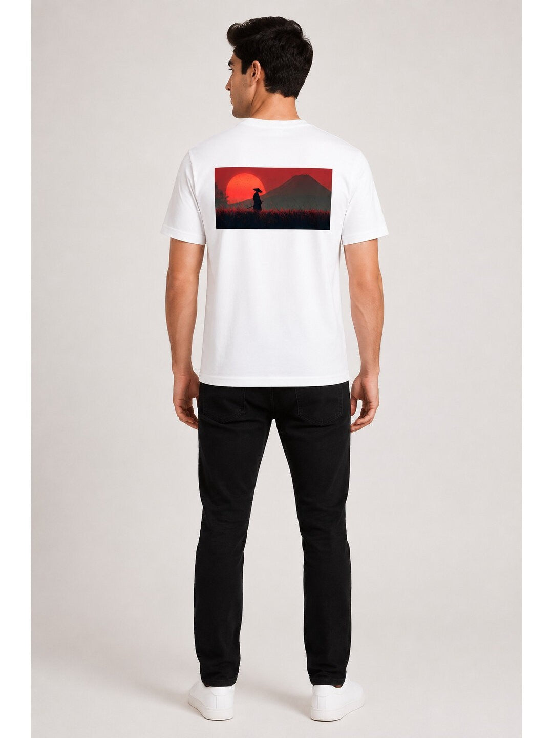 Sakura Warrior Printed Round Neck Regular Pre-customized Tshirt for Men