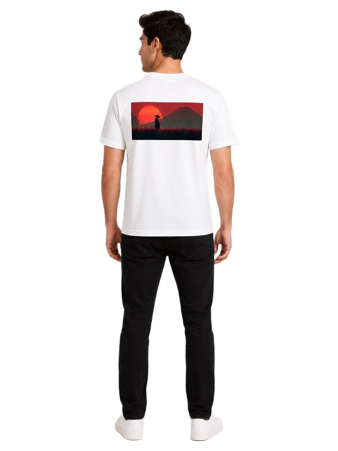 Sakura Warrior Printed Round Neck Regular Pre-customized Tshirt for Men