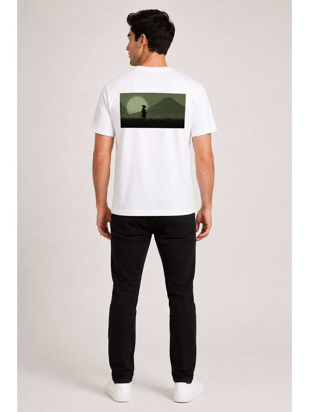 Sakura Warrior Printed Round Neck Regular Pre-customized Tshirt for Men
