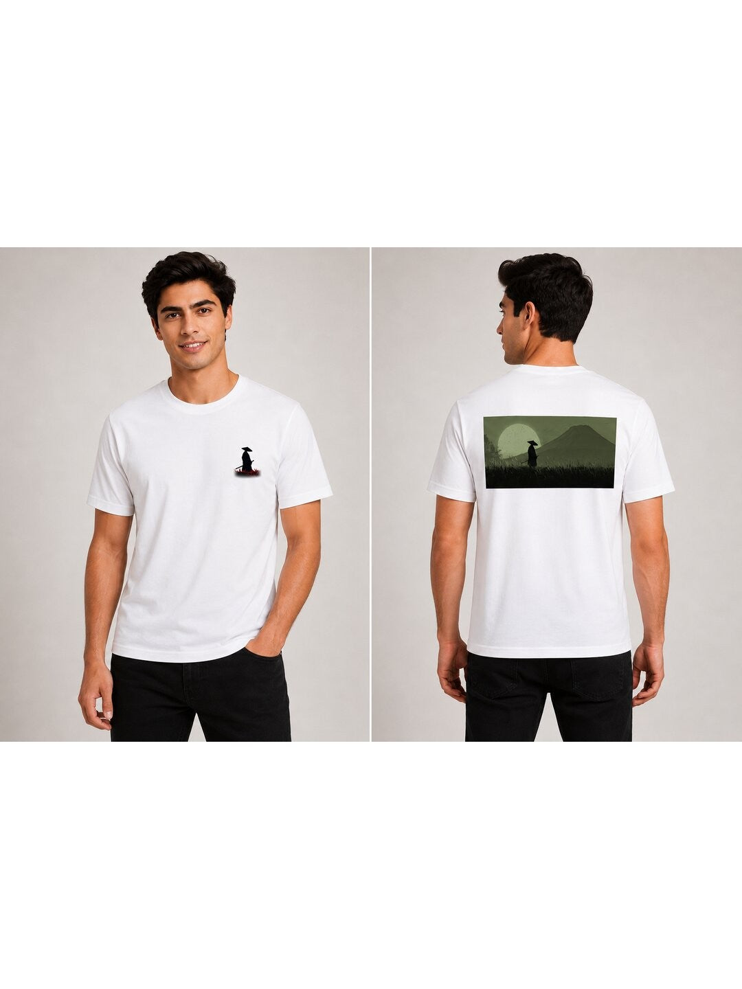 Sakura Warrior Printed Round Neck Regular Pre-customized Tshirt for Men