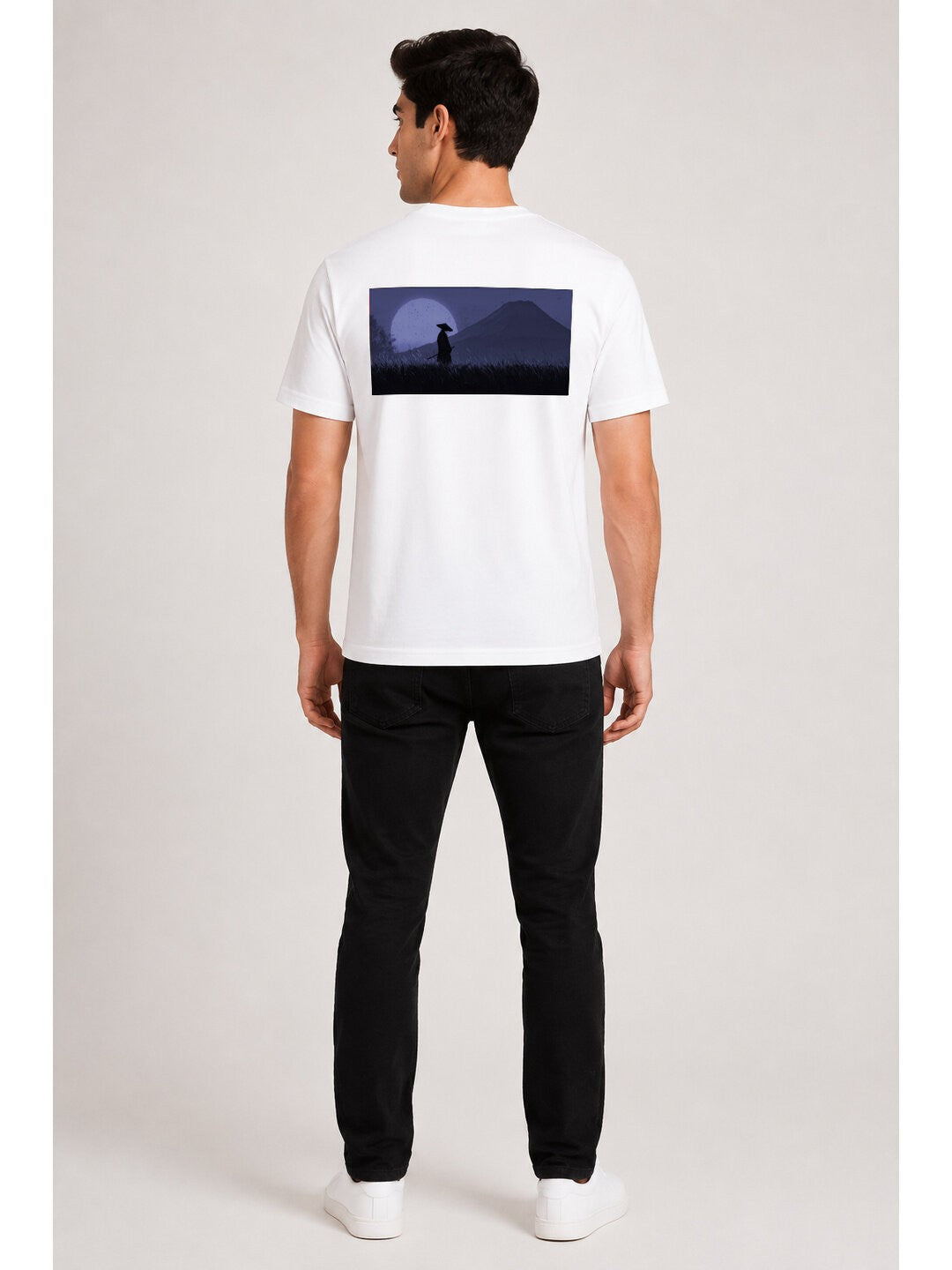 Sakura Warrior Printed Round Neck Regular Pre-customized Tshirt for Men