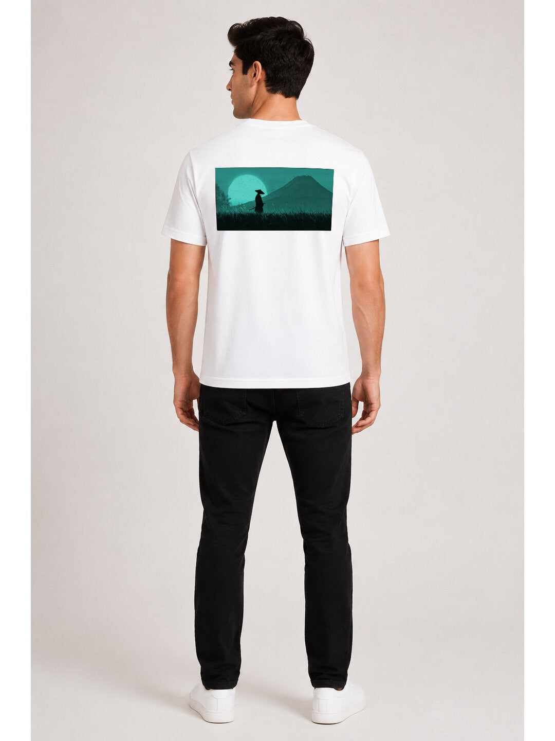 Sakura Warrior Printed Round Neck Regular Pre-customized Tshirt for Men