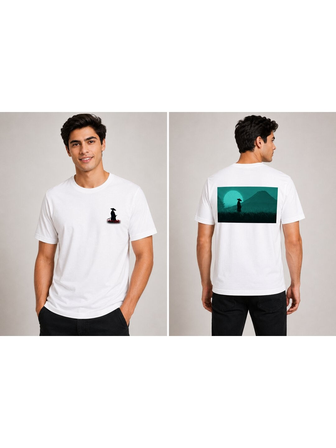 Sakura Warrior Printed Round Neck Regular Pre-customized Tshirt for Men