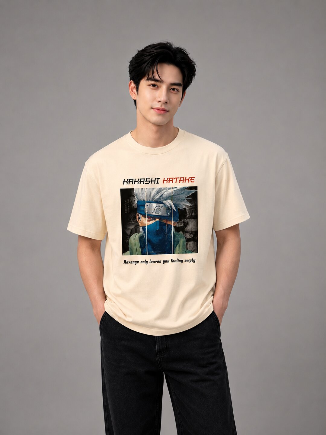Moon Ninja Printed Round Neck Regular Pre-customized Tshirt for Men