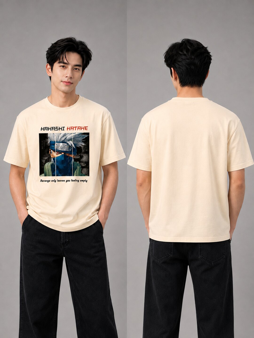 Moon Ninja Printed Round Neck Regular Pre-customized Tshirt for Men