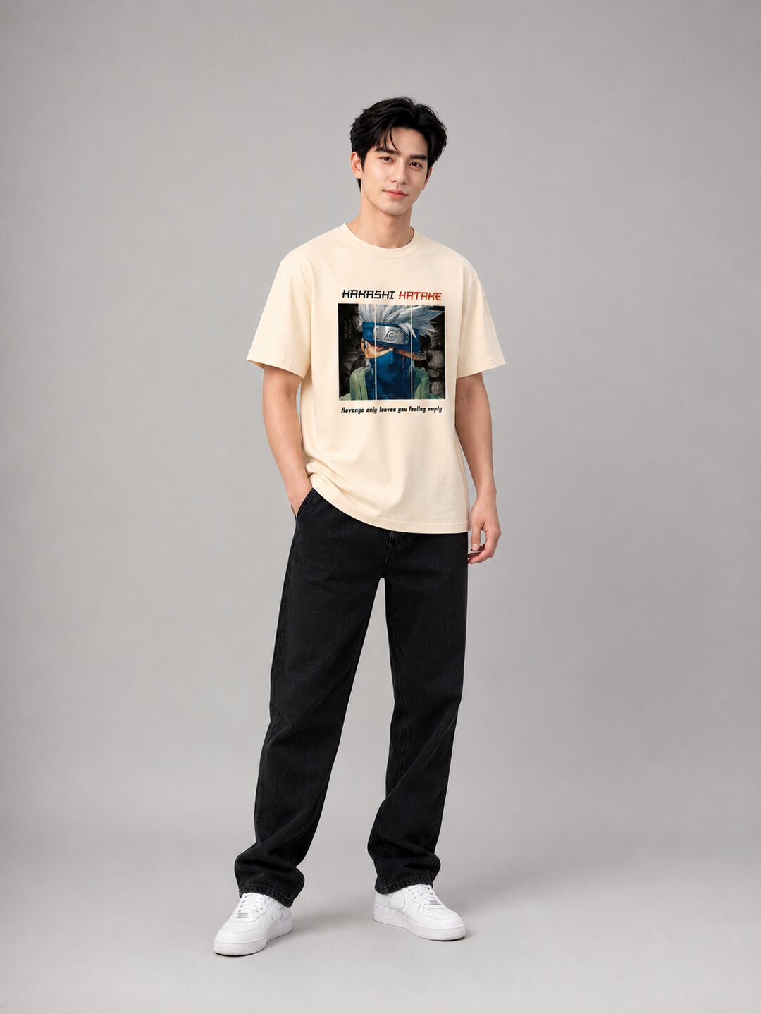 Moon Ninja Printed Round Neck Regular Pre-customized Tshirt for Men