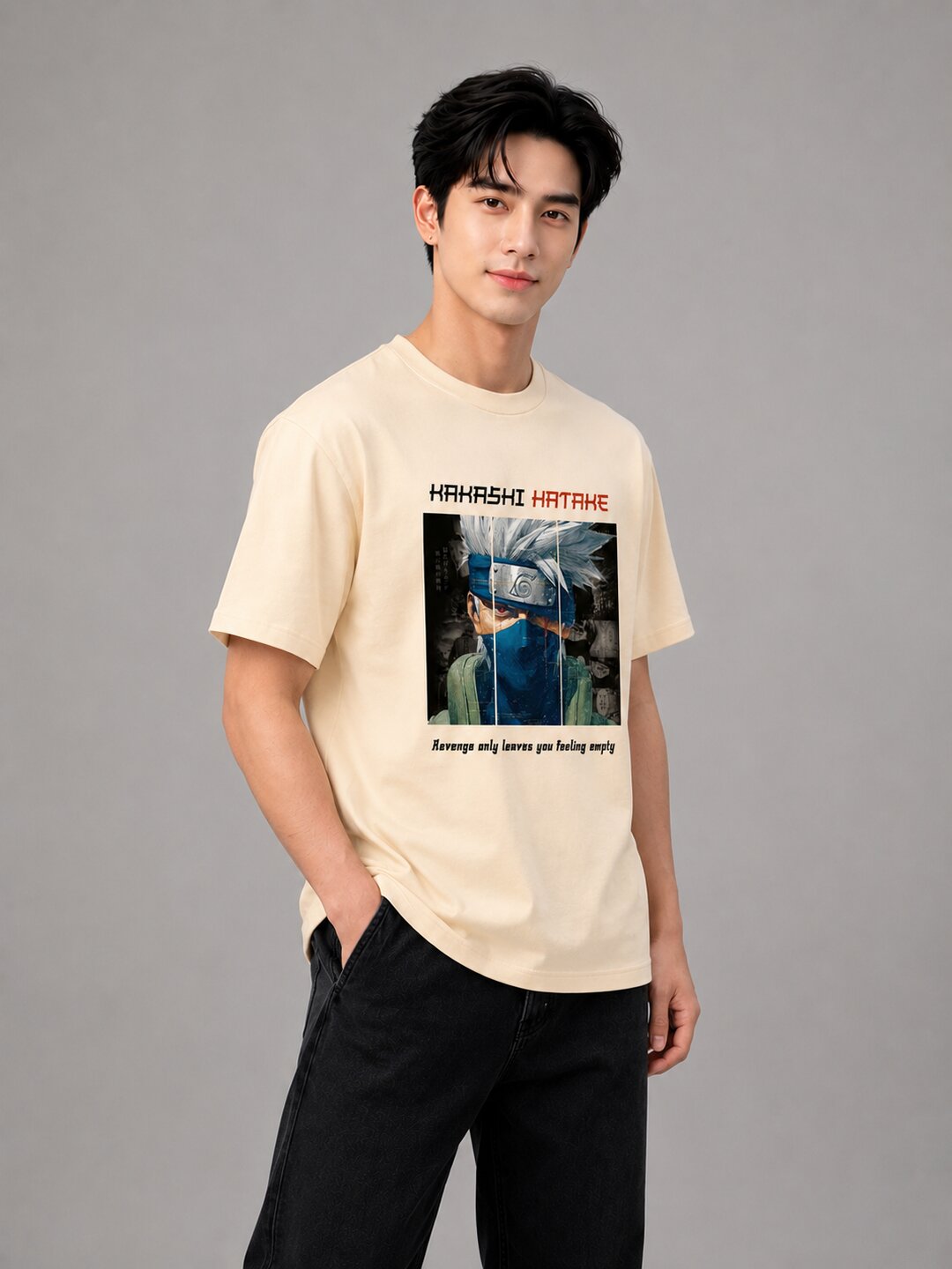 Moon Ninja Printed Round Neck Regular Pre-customized Tshirt for Men