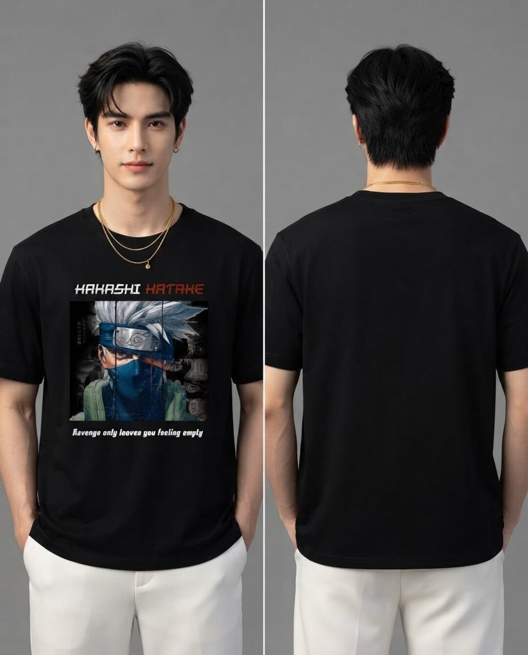 Moon Ninja Printed Round Neck Regular Pre-customized Tshirt for Men