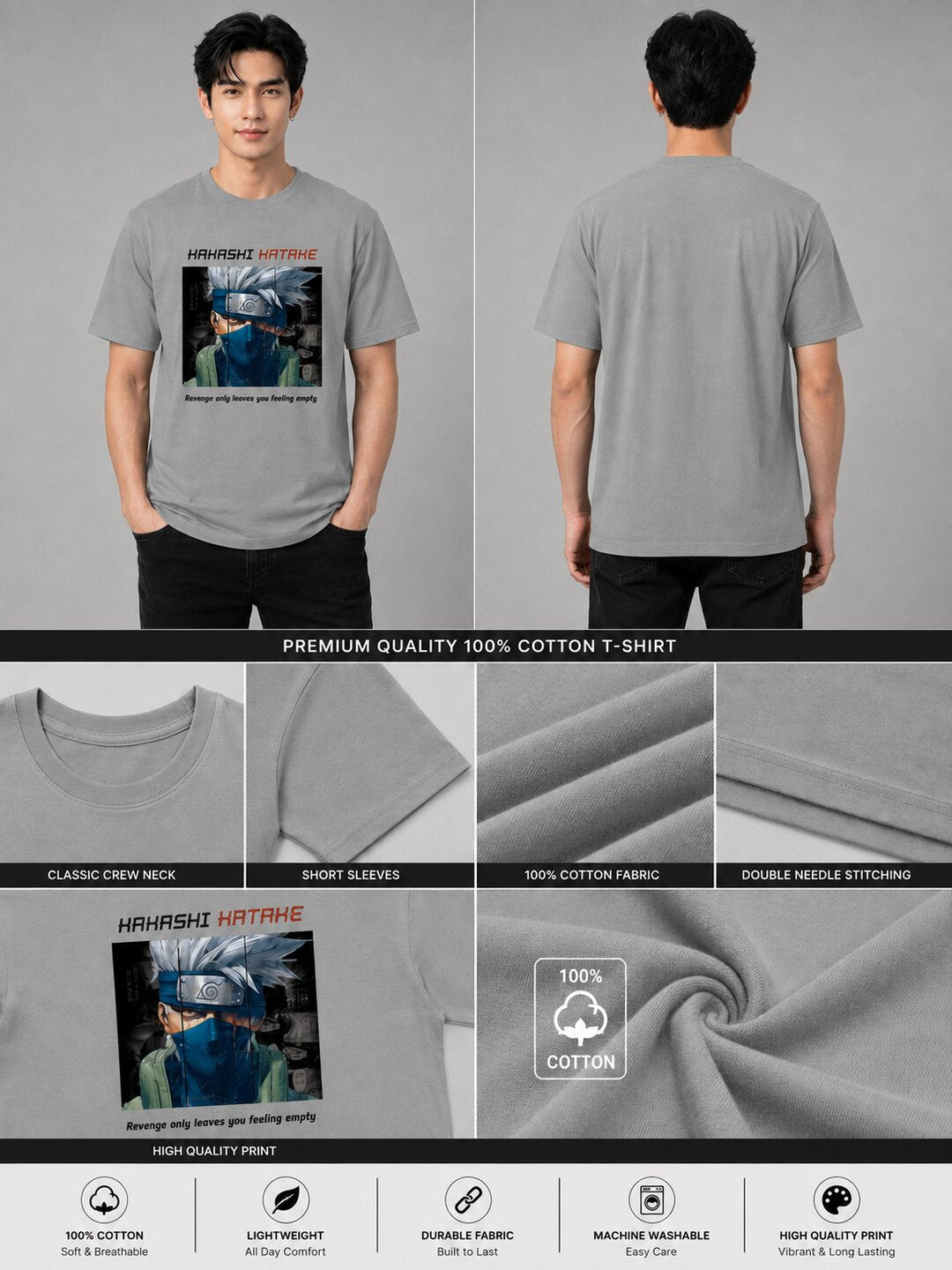 Moon Ninja Printed Round Neck Regular Pre-customized Tshirt for Men