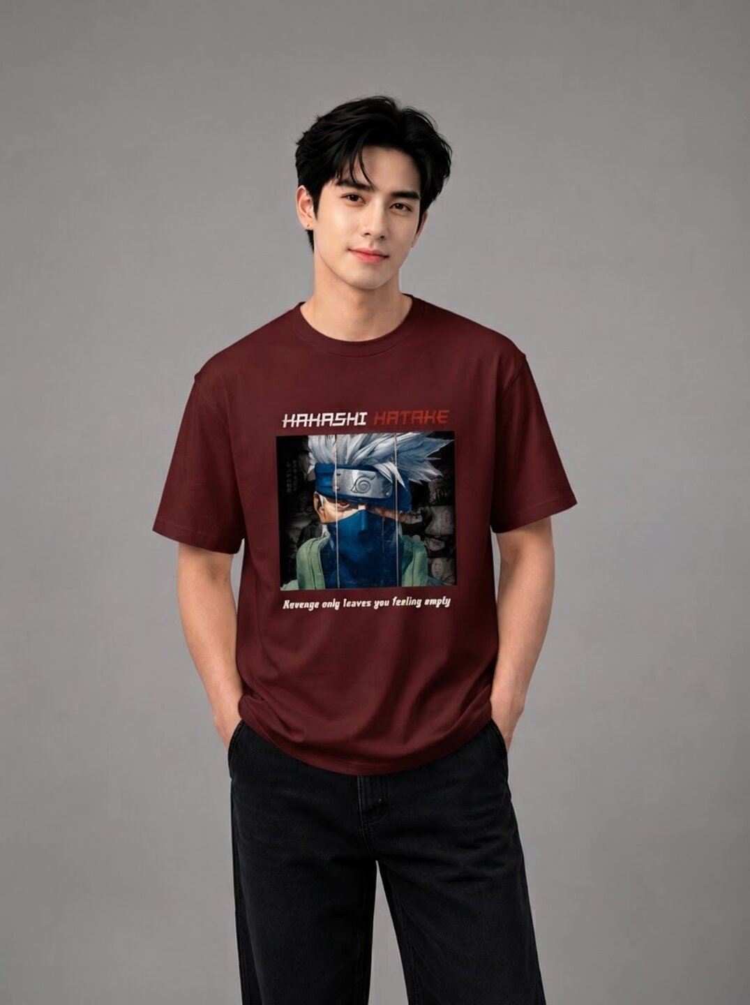 Moon Ninja Printed Round Neck Regular Pre-customized Tshirt for Men