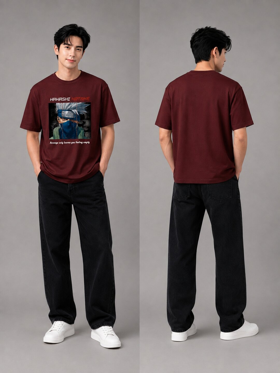 Moon Ninja Printed Round Neck Regular Pre-customized Tshirt for Men