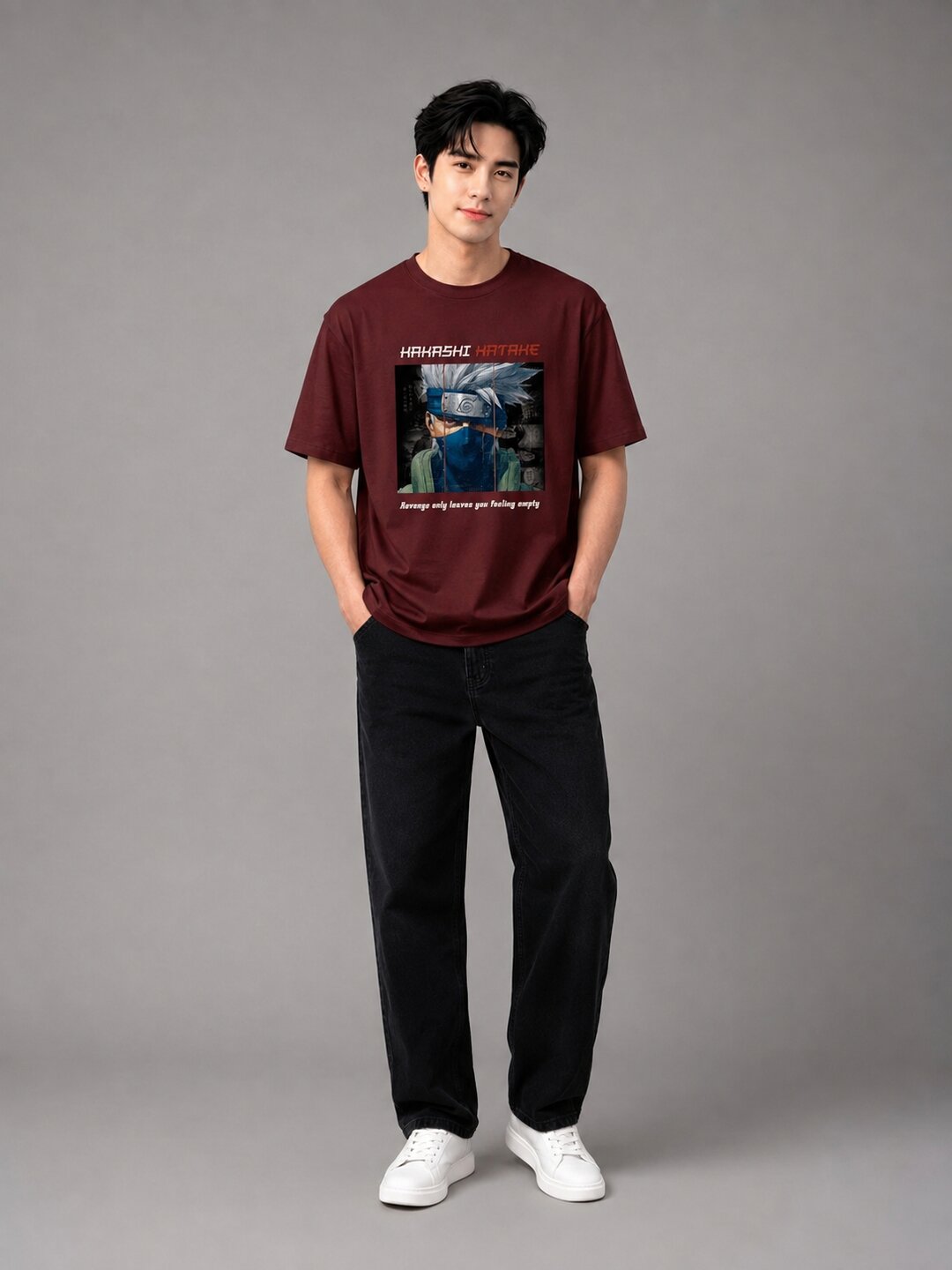 Moon Ninja Printed Round Neck Regular Pre-customized Tshirt for Men