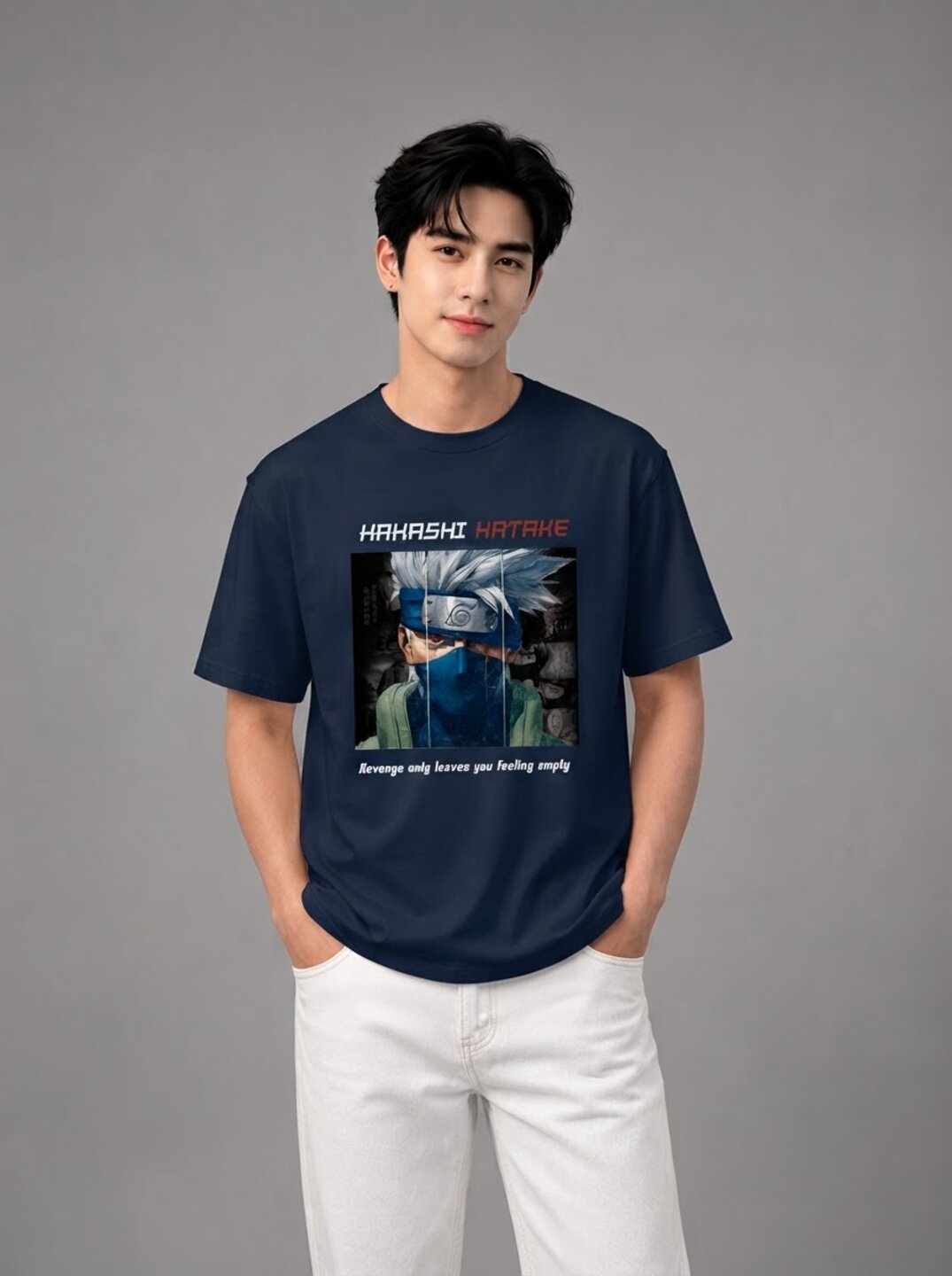 Moon Ninja Printed Round Neck Regular Pre-customized Tshirt for Men