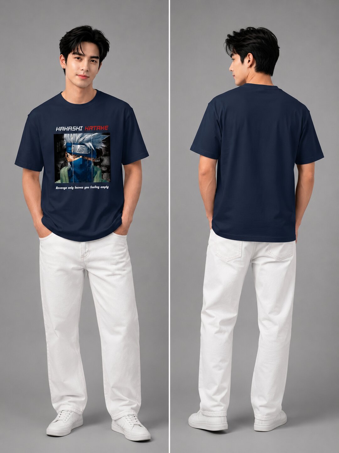 Moon Ninja Printed Round Neck Regular Pre-customized Tshirt for Men
