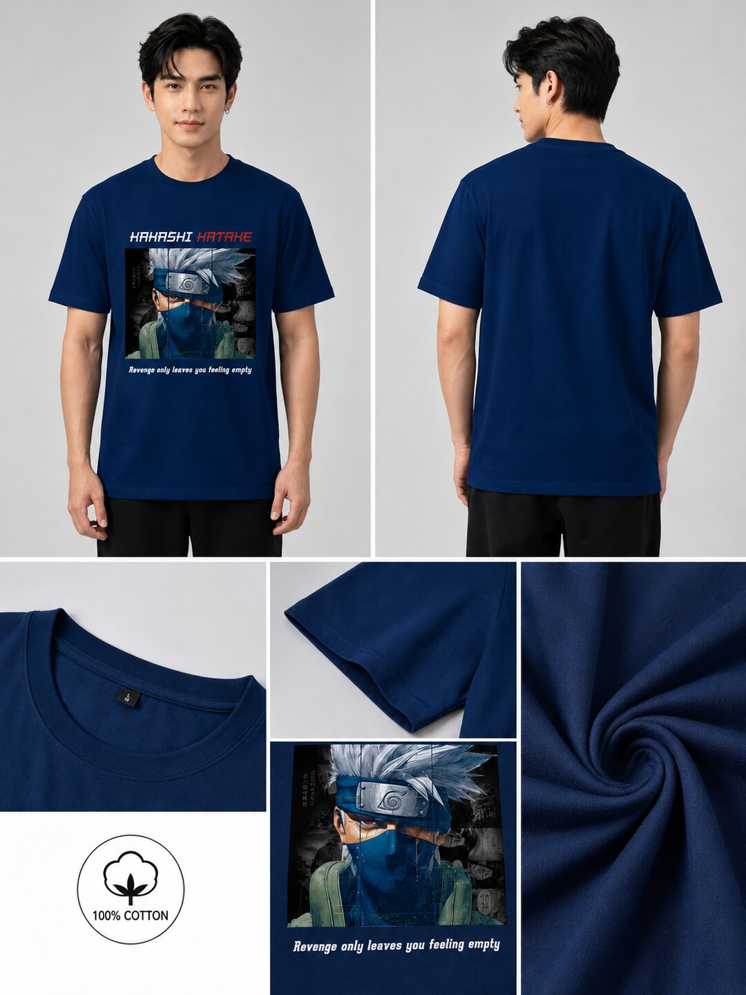Moon Ninja Printed Round Neck Regular Pre-customized Tshirt for Men
