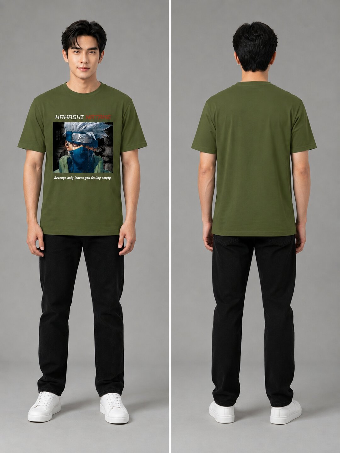 Moon Ninja Printed Round Neck Regular Pre-customized Tshirt for Men