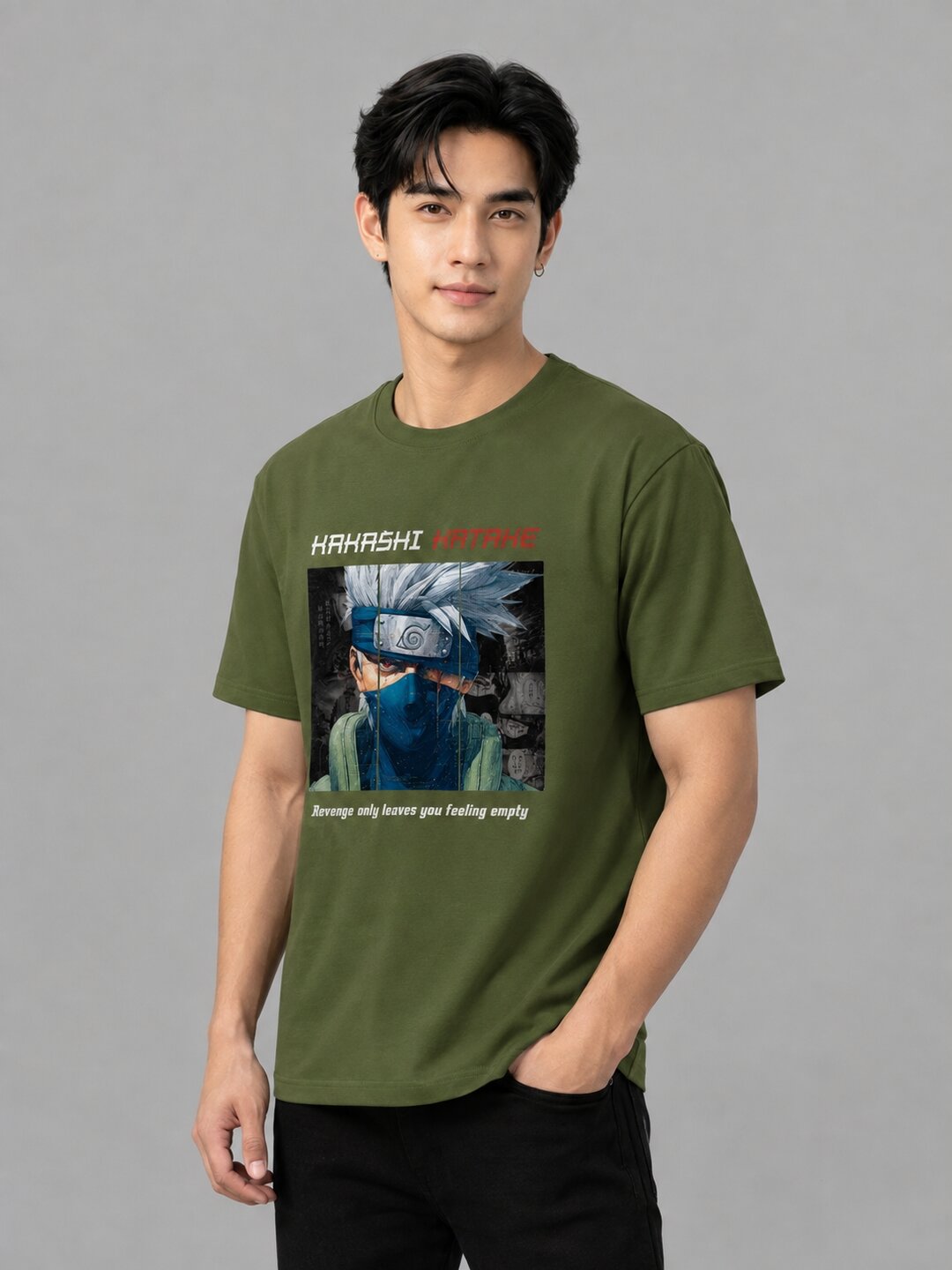 Moon Ninja Printed Round Neck Regular Pre-customized Tshirt for Men