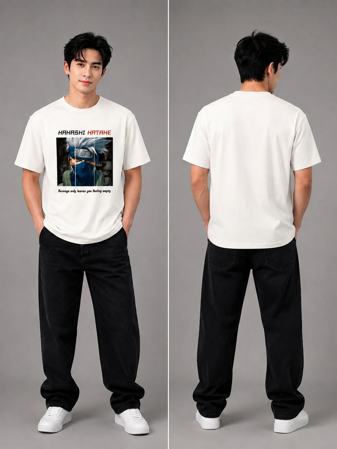 Moon Ninja Printed Round Neck Regular Pre-customized Tshirt for Men
