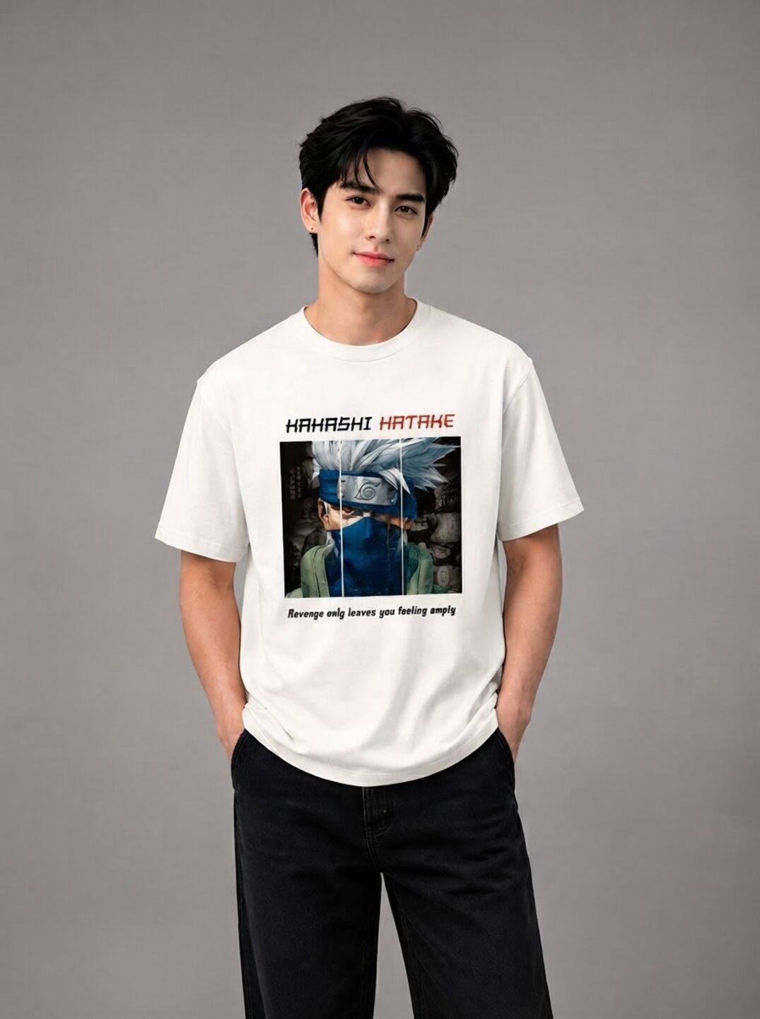 Moon Ninja Printed Round Neck Regular Pre-customized Tshirt for Men