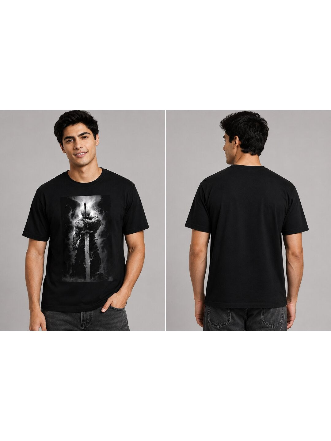 Battle Chibi Printed Round Neck Regular Pre-customized Tshirt for Men