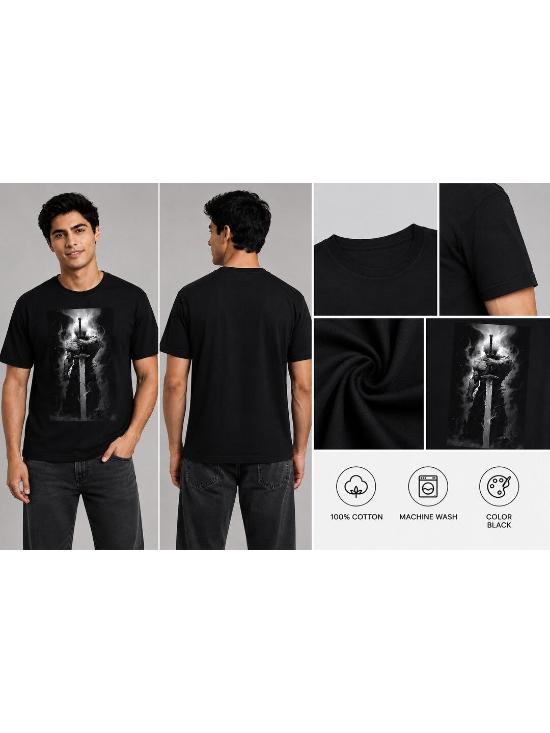 Battle Chibi Printed Round Neck Regular Pre-customized Tshirt for Men