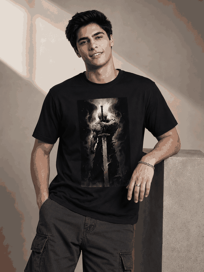 Battle Chibi Printed Round Neck Regular Pre-customized Tshirt for Men