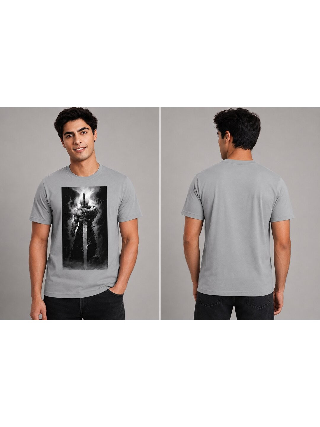 Battle Chibi Printed Round Neck Regular Pre-customized Tshirt for Men