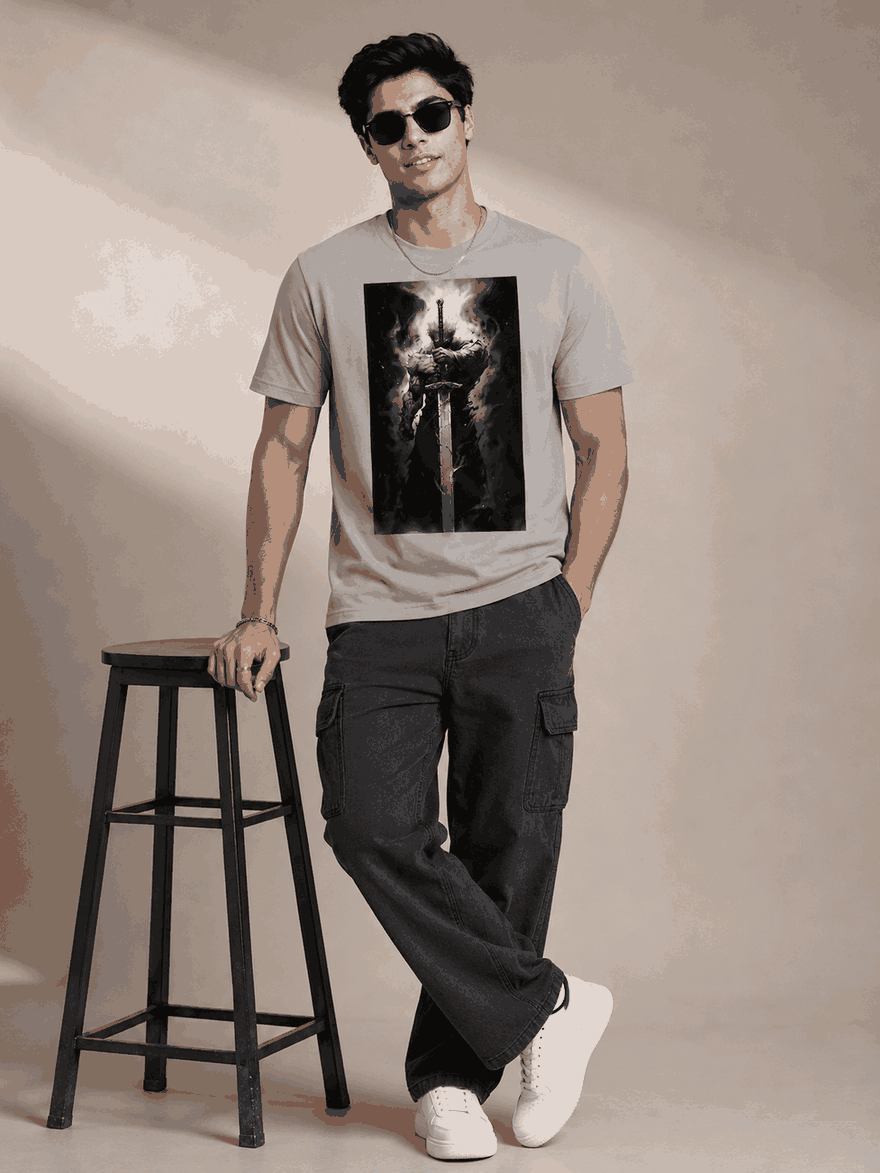 Battle Chibi Printed Round Neck Regular Pre-customized Tshirt for Men