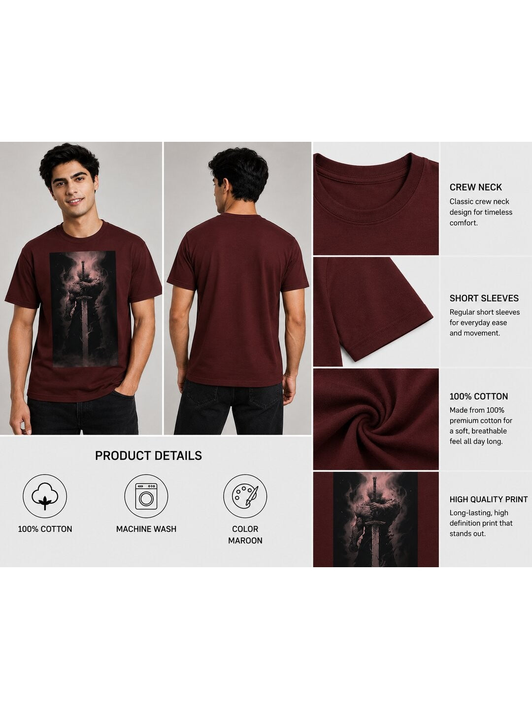 Battle Chibi Printed Round Neck Regular Pre-customized Tshirt for Men