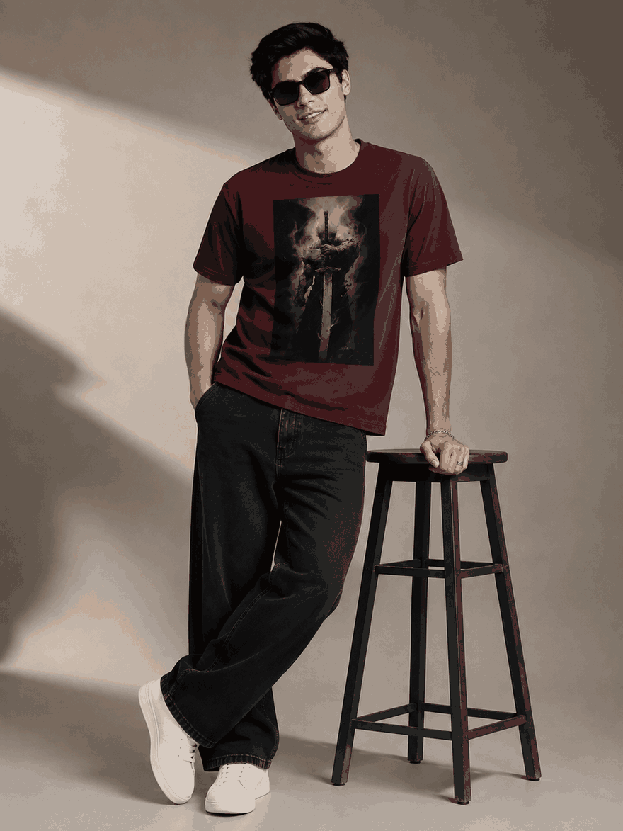 Battle Chibi Printed Round Neck Regular Pre-customized Tshirt for Men