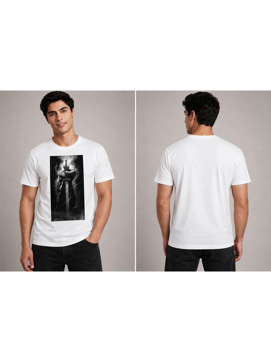 Battle Chibi Printed Round Neck Regular Pre-customized Tshirt for Men