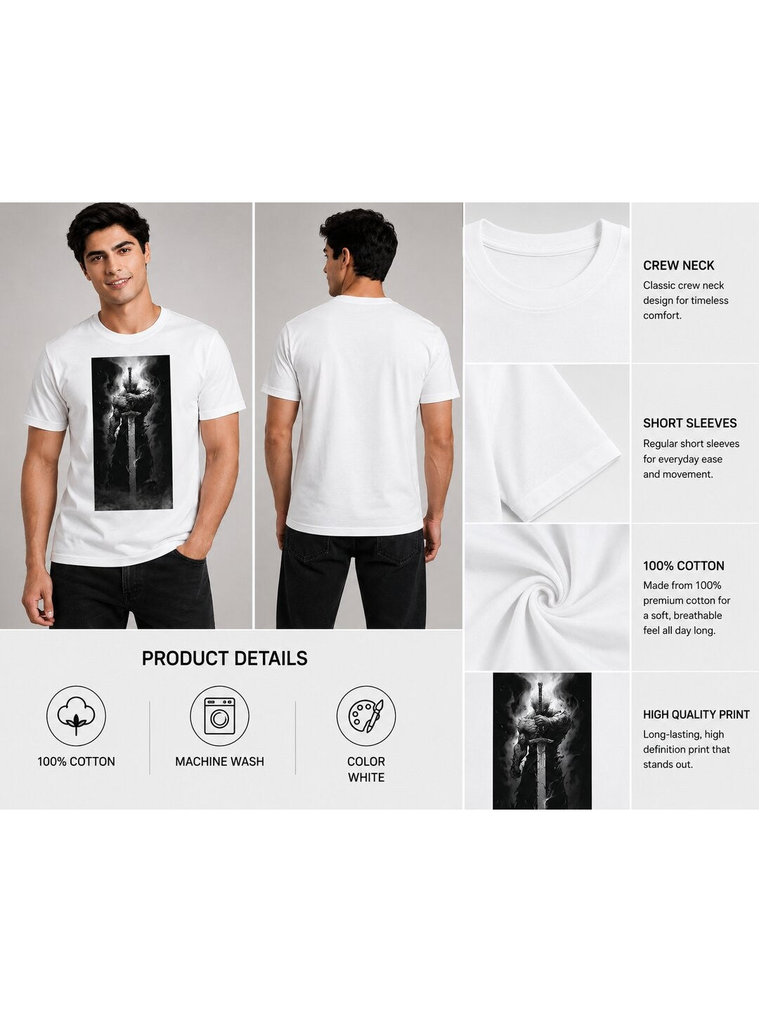 Battle Chibi Printed Round Neck Regular Pre-customized Tshirt for Men