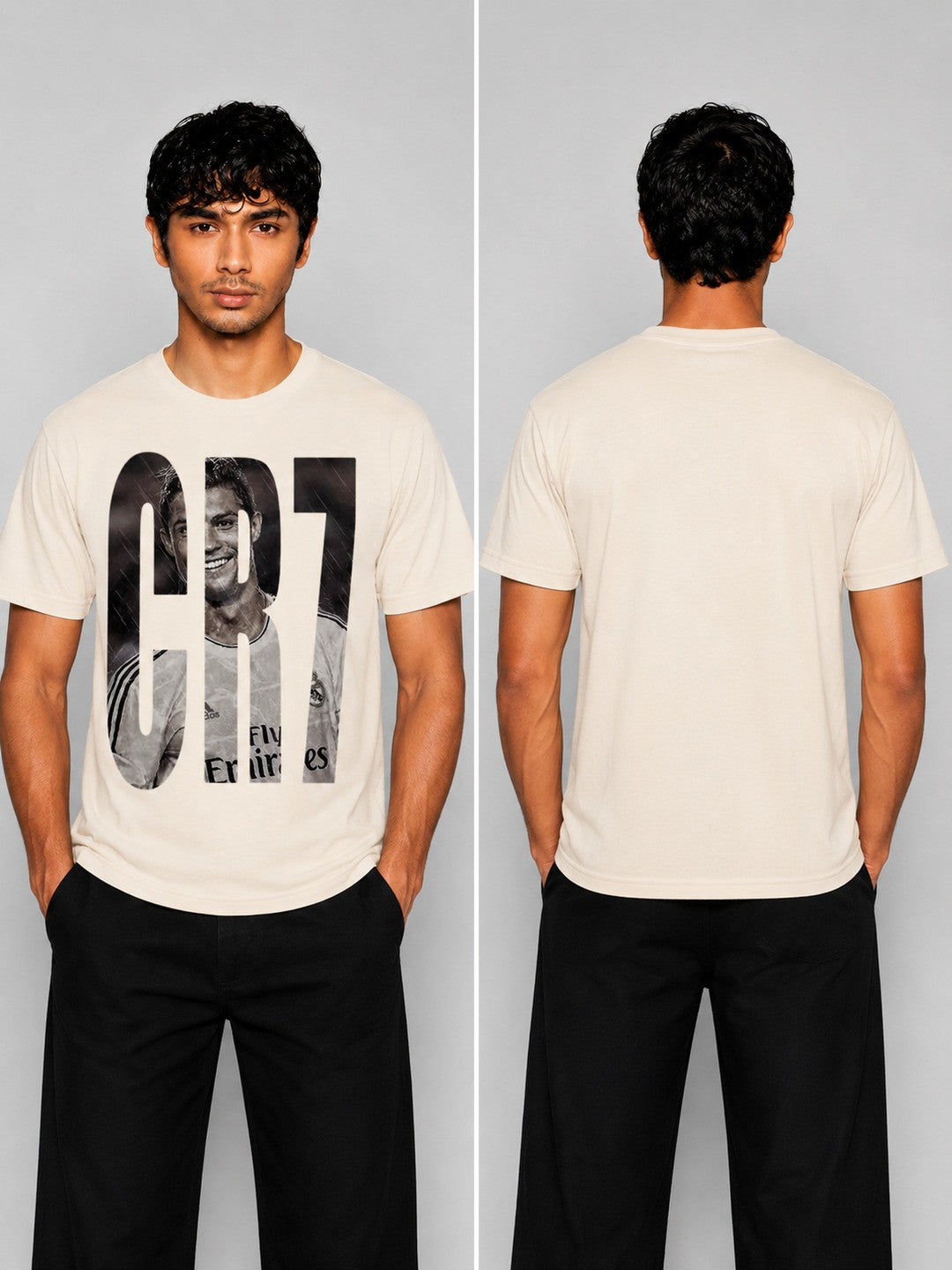 CR7 Printed Round Neck Regular Pre-customized Tshirt for Men