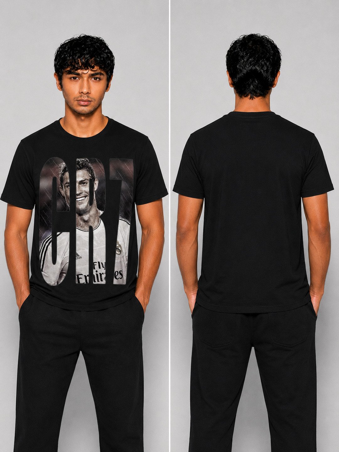 CR7 Printed Round Neck Regular Pre-customized Tshirt for Men