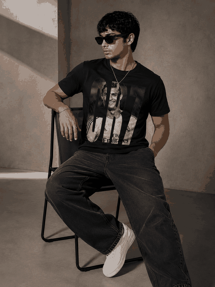 CR7 Printed Round Neck Regular Pre-customized Tshirt for Men