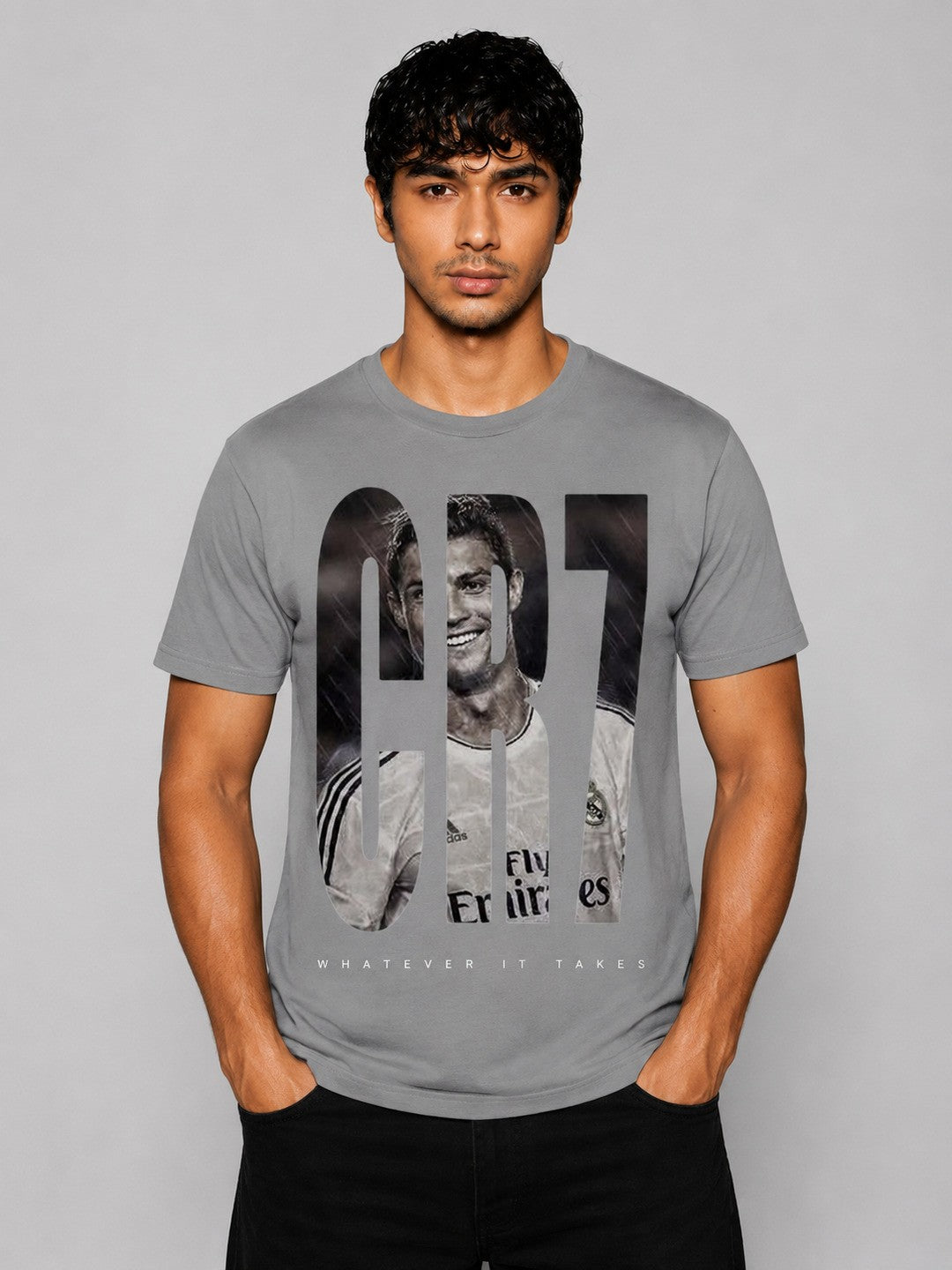 CR7 Printed Round Neck Regular Pre-customized Tshirt for Men