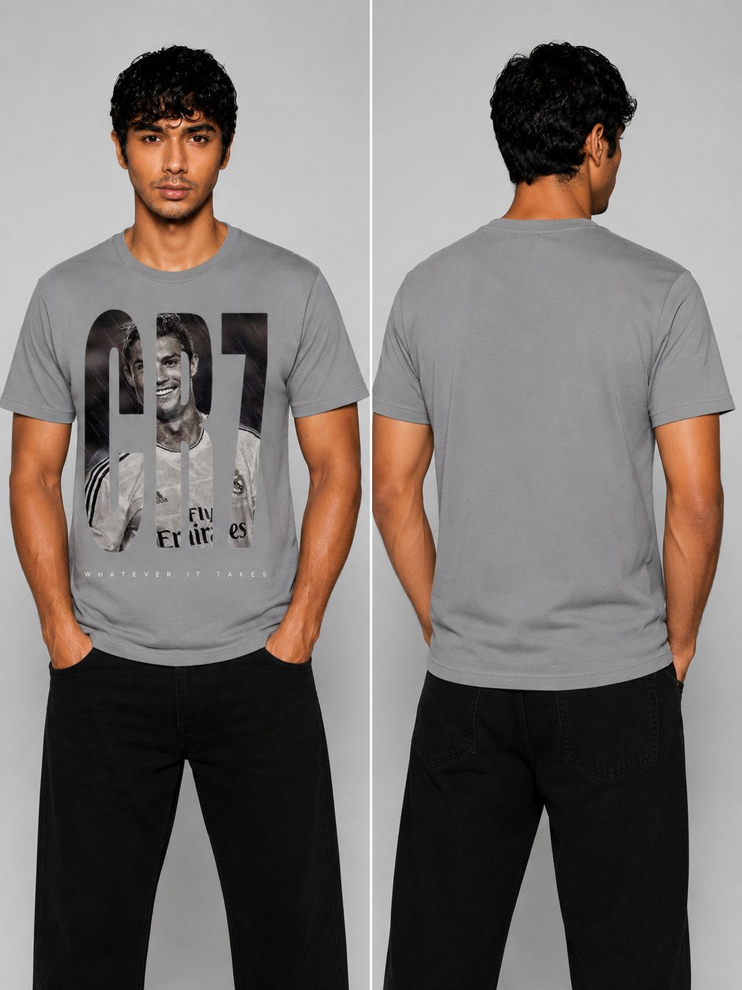 CR7 Printed Round Neck Regular Pre-customized Tshirt for Men